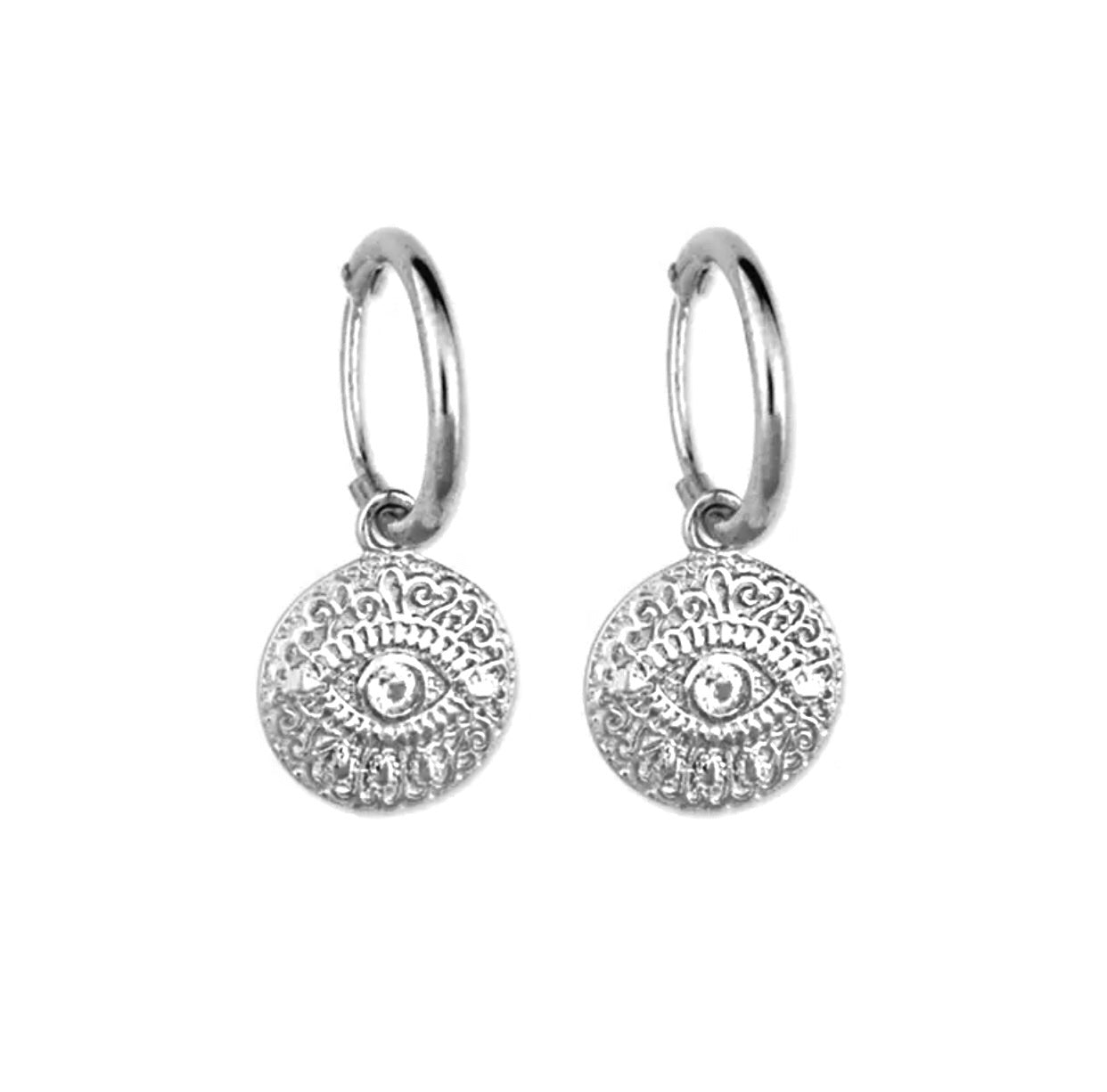 Protective Eye Coin Sleepers ~ Sterling Silver