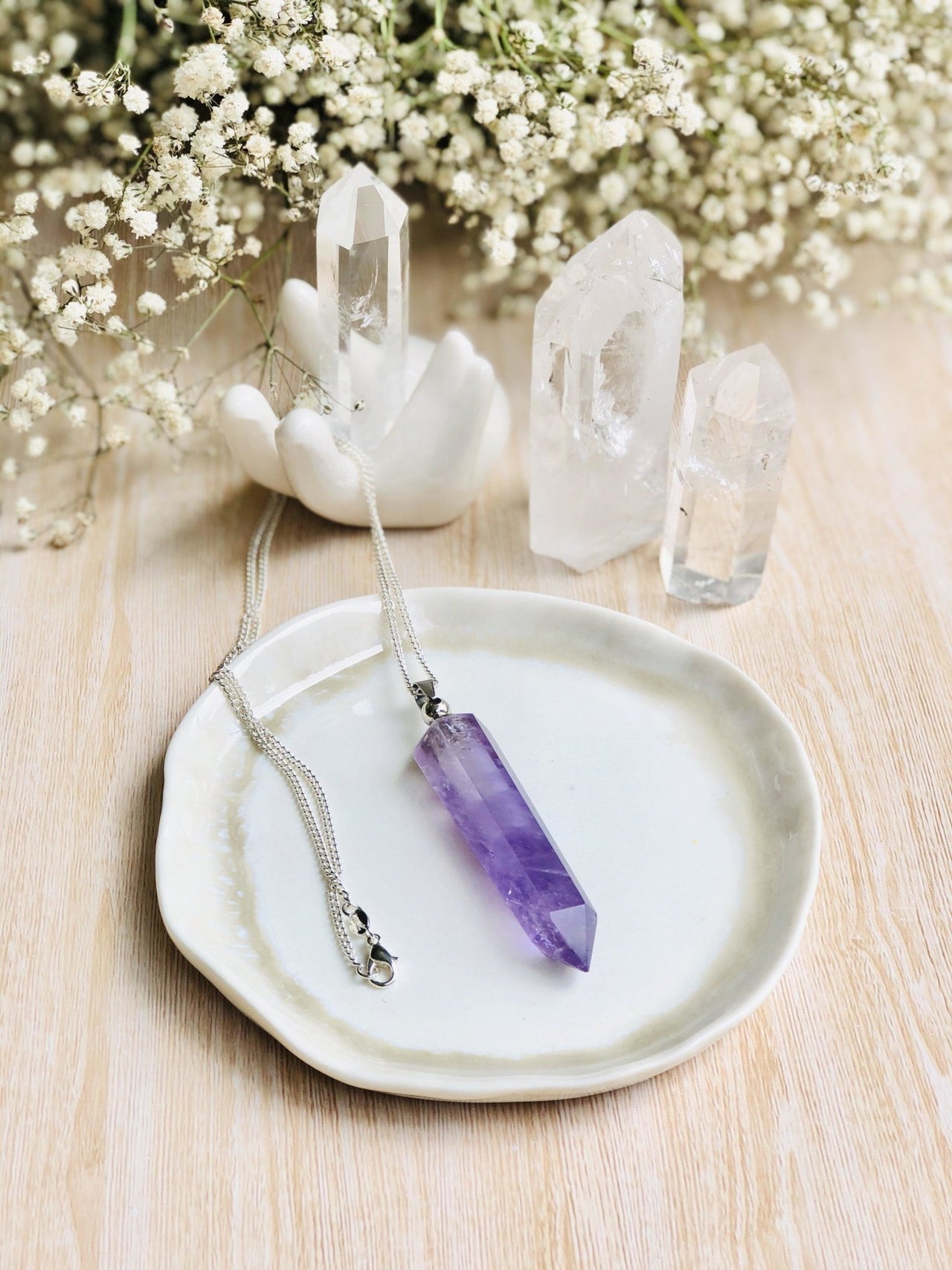 Amethyst ~ Essential Oil Carrier Crystal Necklace - Sentient Creations