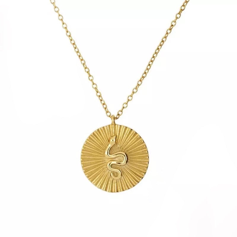 Gold Empowering Serpent Coin Pendant