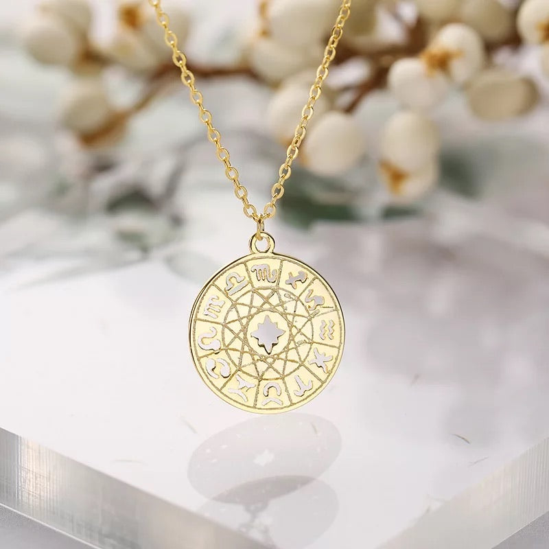 Cosmic Light ~ Dainty Zodiac Necklace 18k Gold
