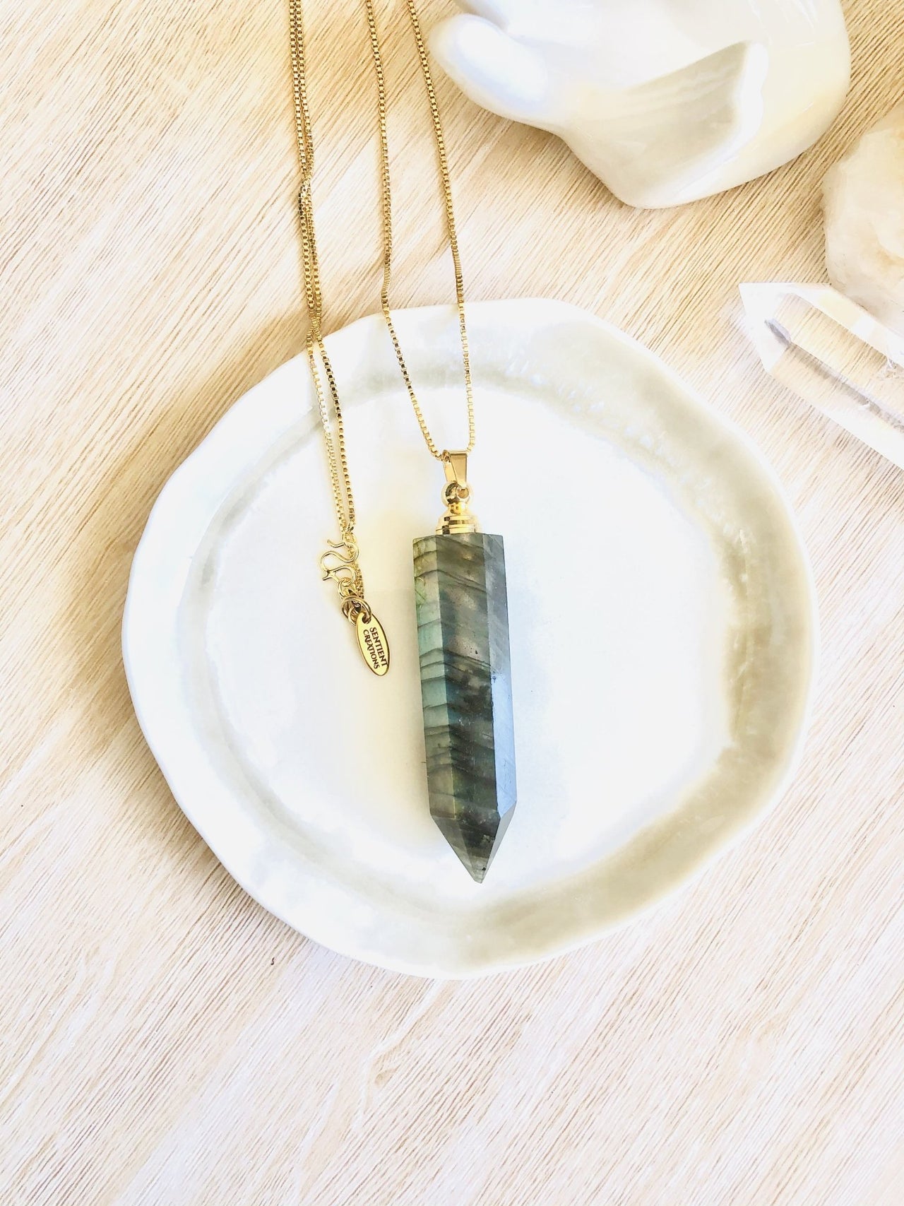 Labradorite ~ Essential Oil Carrier Crystal Necklace - Sentient Creations