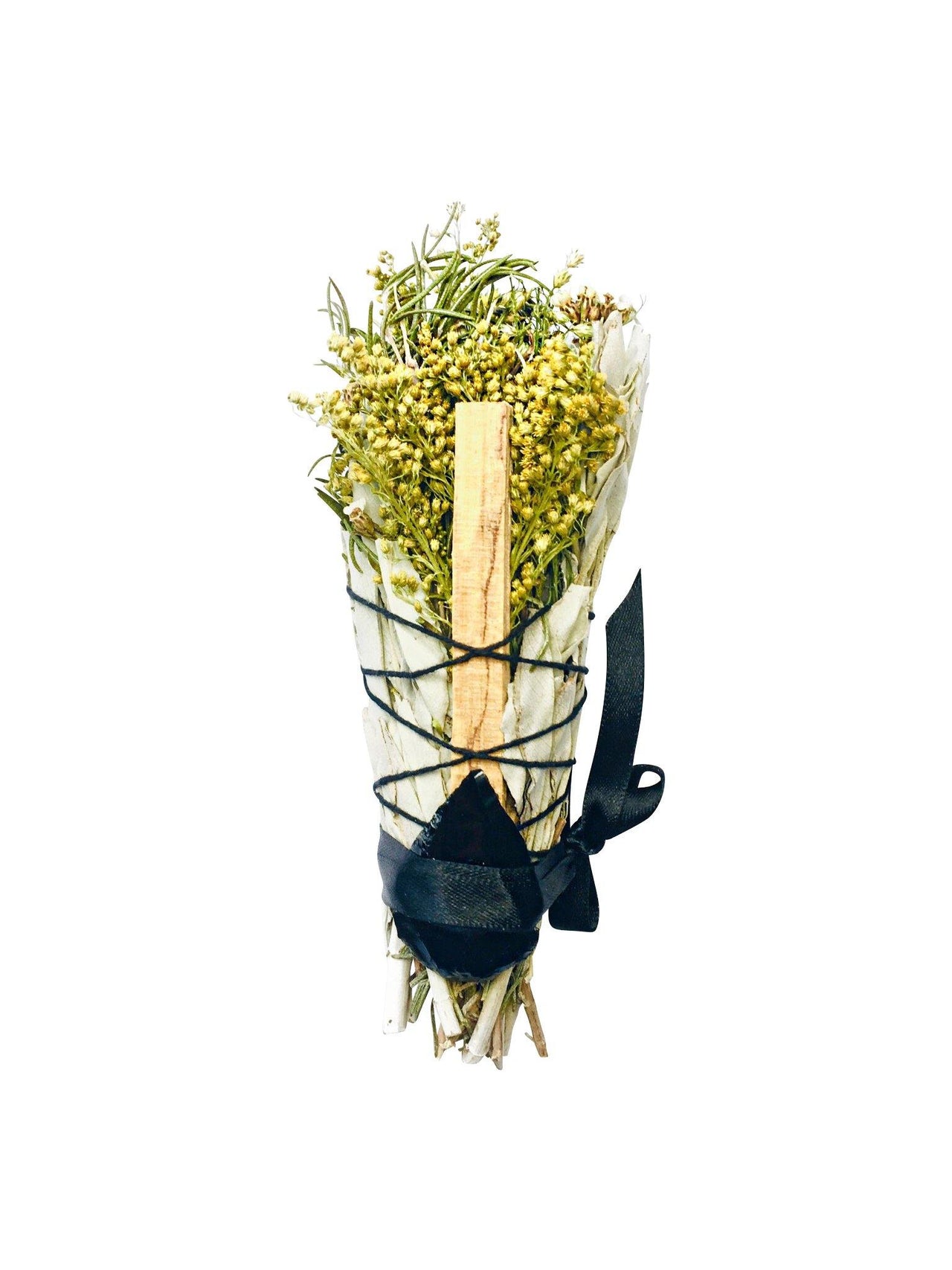 Protection - Black Obsidian, Rosemary, Palo Santo & Sage Smudge Stick Bouquet - Sentient Creations