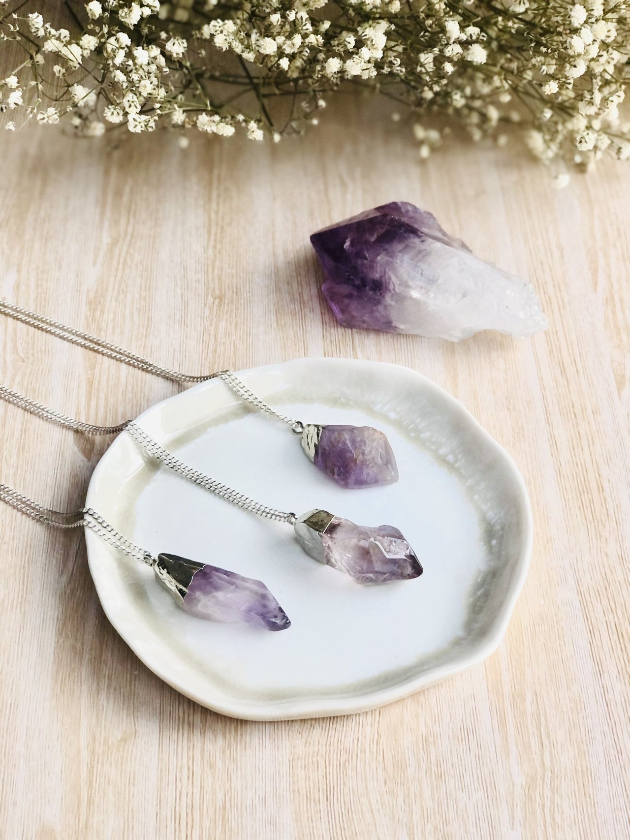 Raw Amethyst Sterling Silver Necklace - Sentient Creations