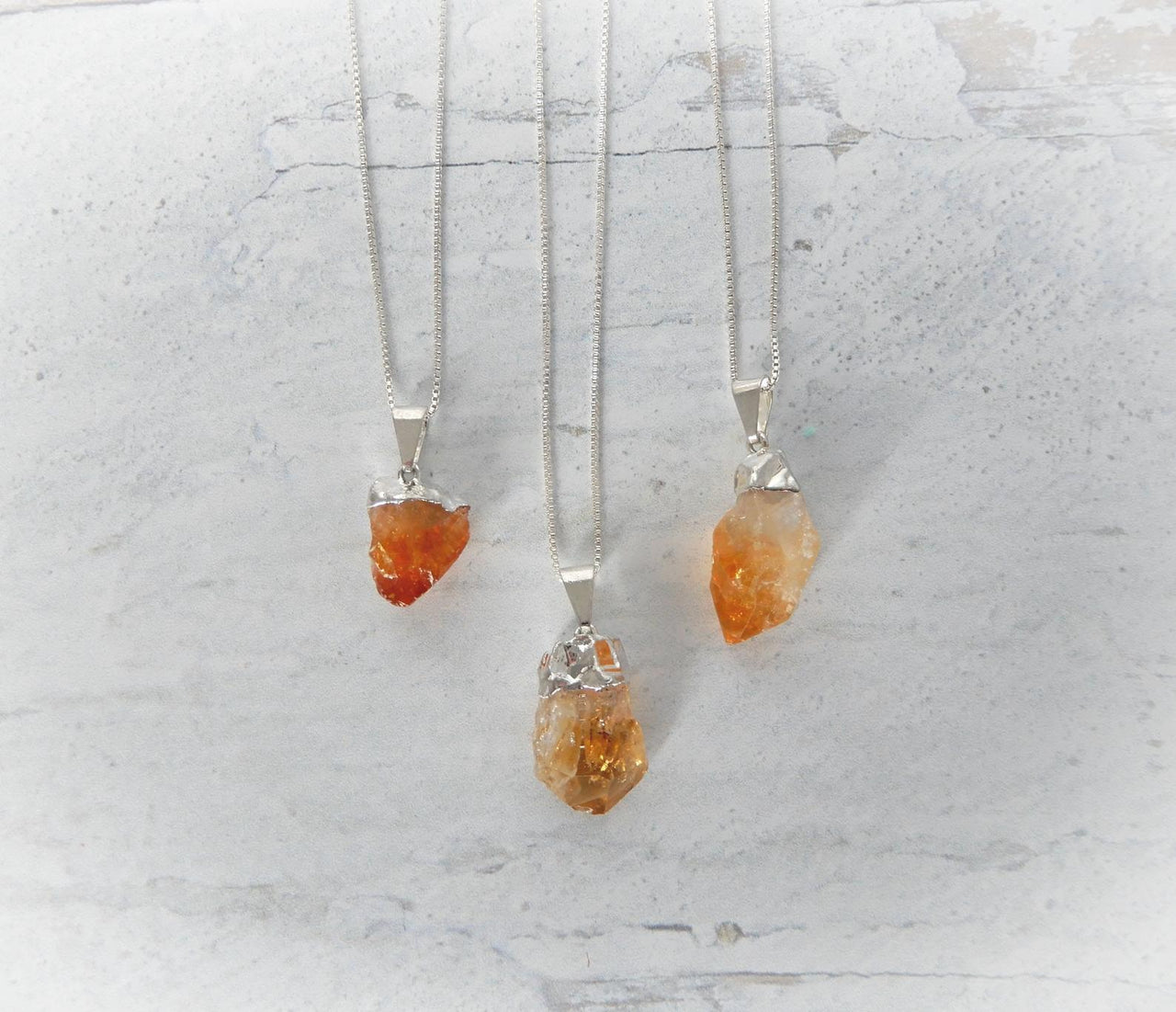 Raw Citrine Sterling Silver Necklace - Sentient Creations